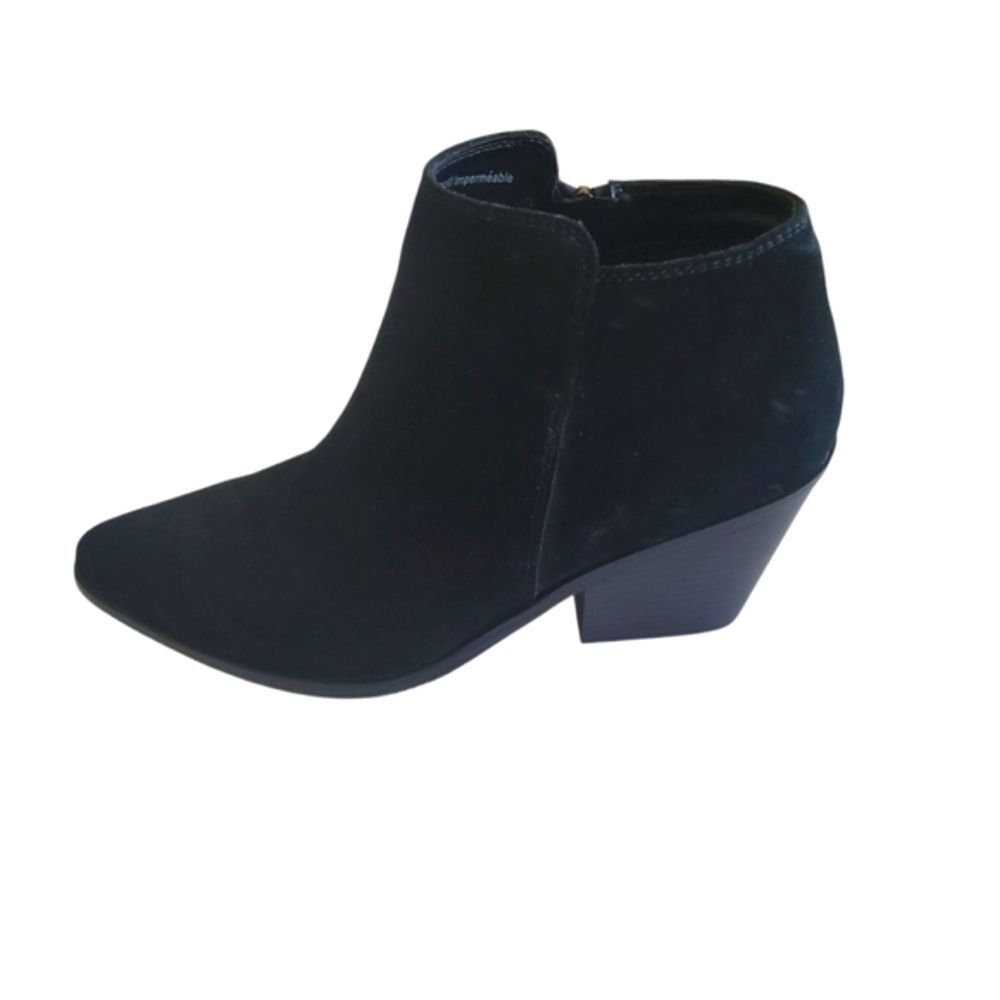 Aqua College Waterproof Women's Black Suede Leather Block Heel Ankle Boots Sz 10